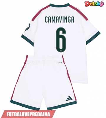 Lacne Dětský Futbalové dres Real Madrid Eduardo Camavinga #6 2026-27 Krátky Rukáv - Domáci (+ trenírky)